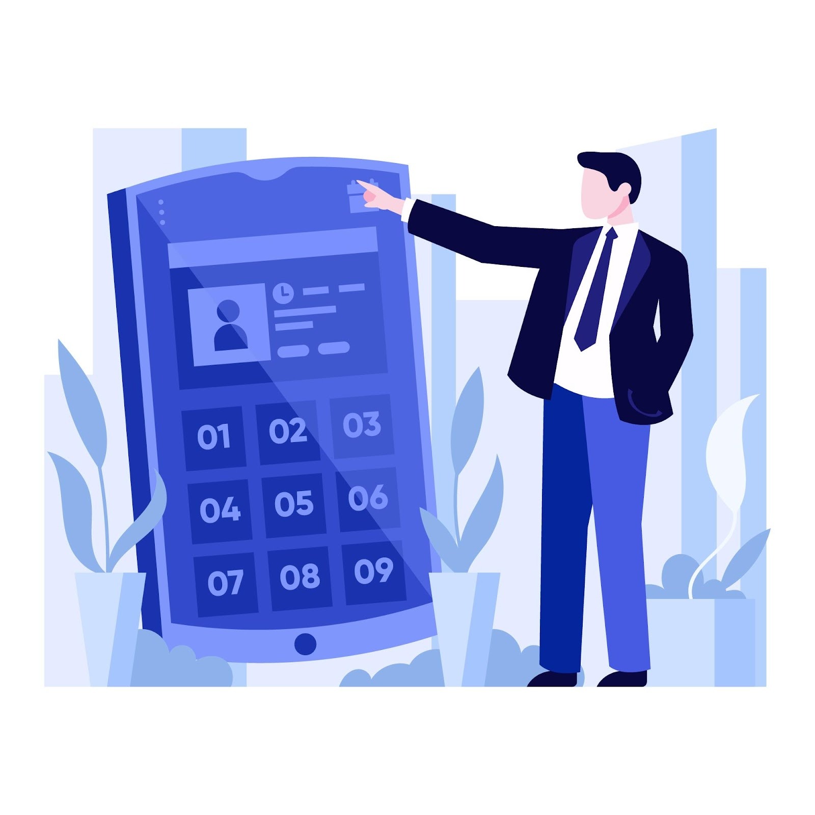 Businessman managing a smart virtual phone number for business.